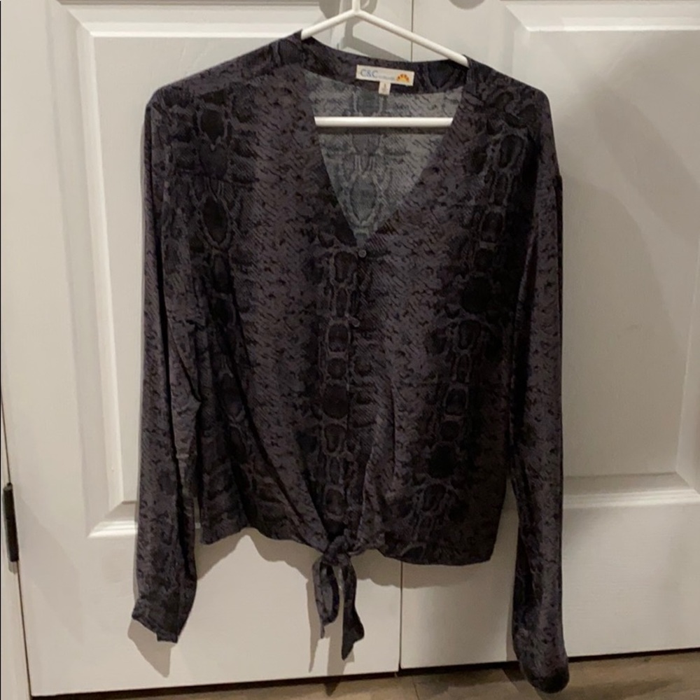Snakeskin Blouse with Tie